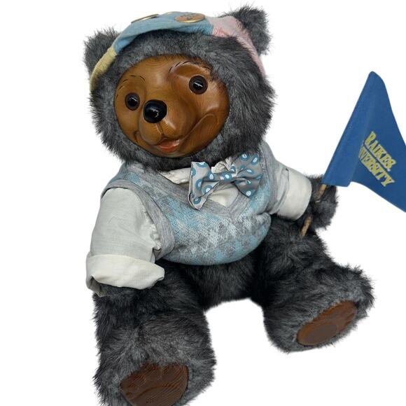 Vintage Robert Raikes Reginald University Student Teddy Bear Plush Wood 12" Prep - Picture 1 of 8